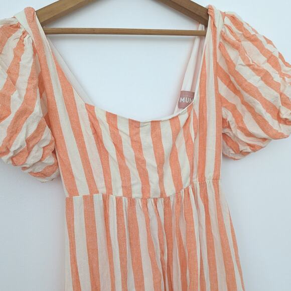 Show Me Your Mumu Dress Women's Size Medium Linds Puff Sleeve Midi Dreamsicle - Picture 2 of 6